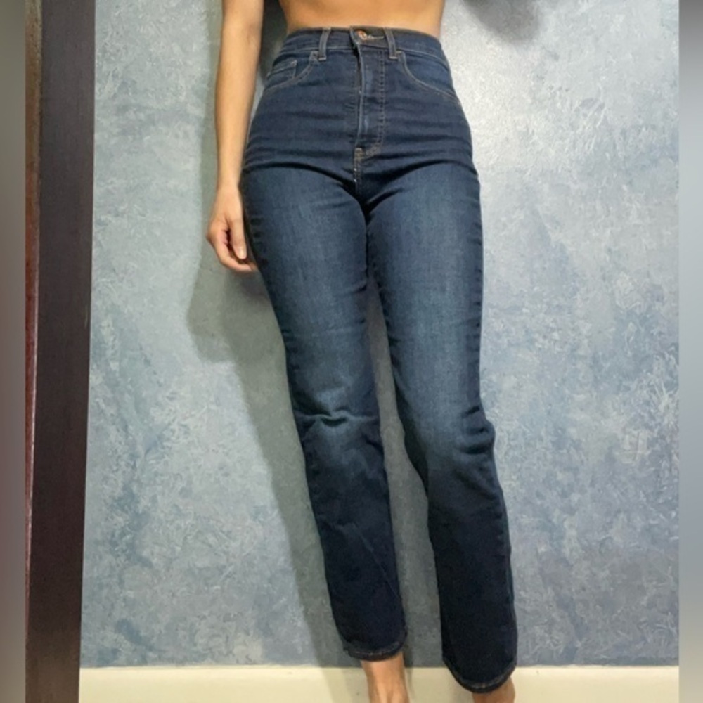 Express High Rise Dark Wash Slim Leg Jeans